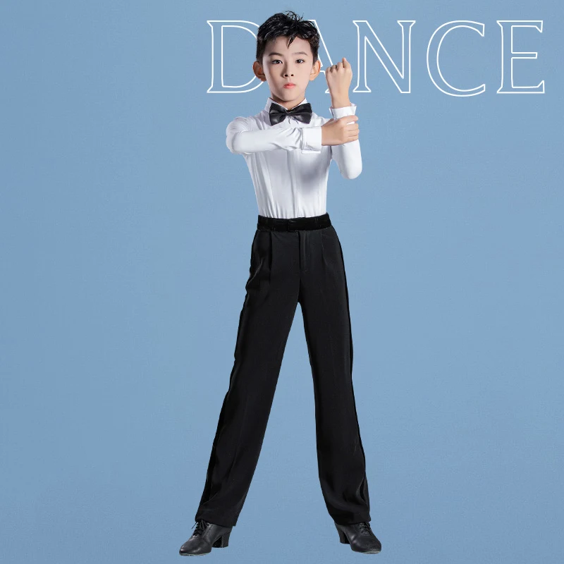 

Костюм для латиноамериканских танцев, наряд для мальчиков-подростков, осень/зима, рубашка с длинным рукавом и брюки, Чача Румба, одежда для т...