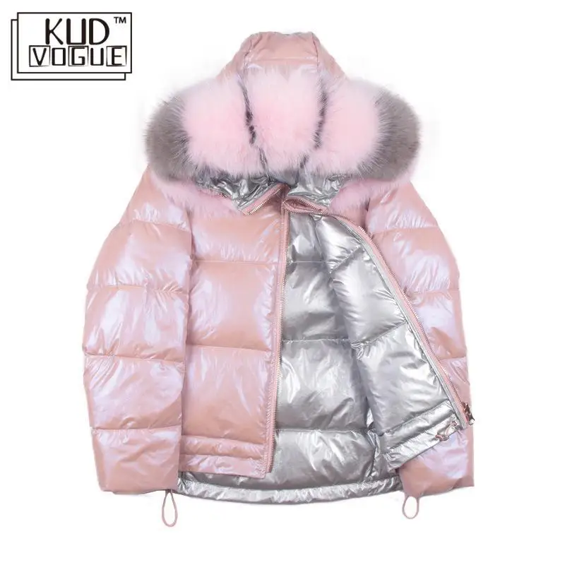 Зимняя женская куртка толстая теплая белая утиный пух парка с капюшоном верхняя
