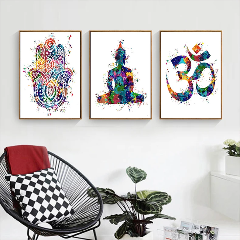 Красочный дзен Йога холст живопись настенный художественный плакат и принты
