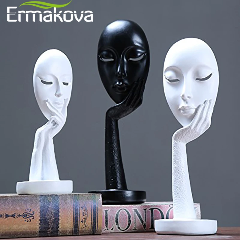 Ермакова нордический абстрактный мыслитель мышление Леди Маска Статуэтка смола статуя офис, ТВ-кабинет украшение дома ремесла