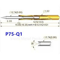 100 pcs p75 q1 brass spring test probe nickel plated needle head test instrument accessories length 16 5mm for electronic tools