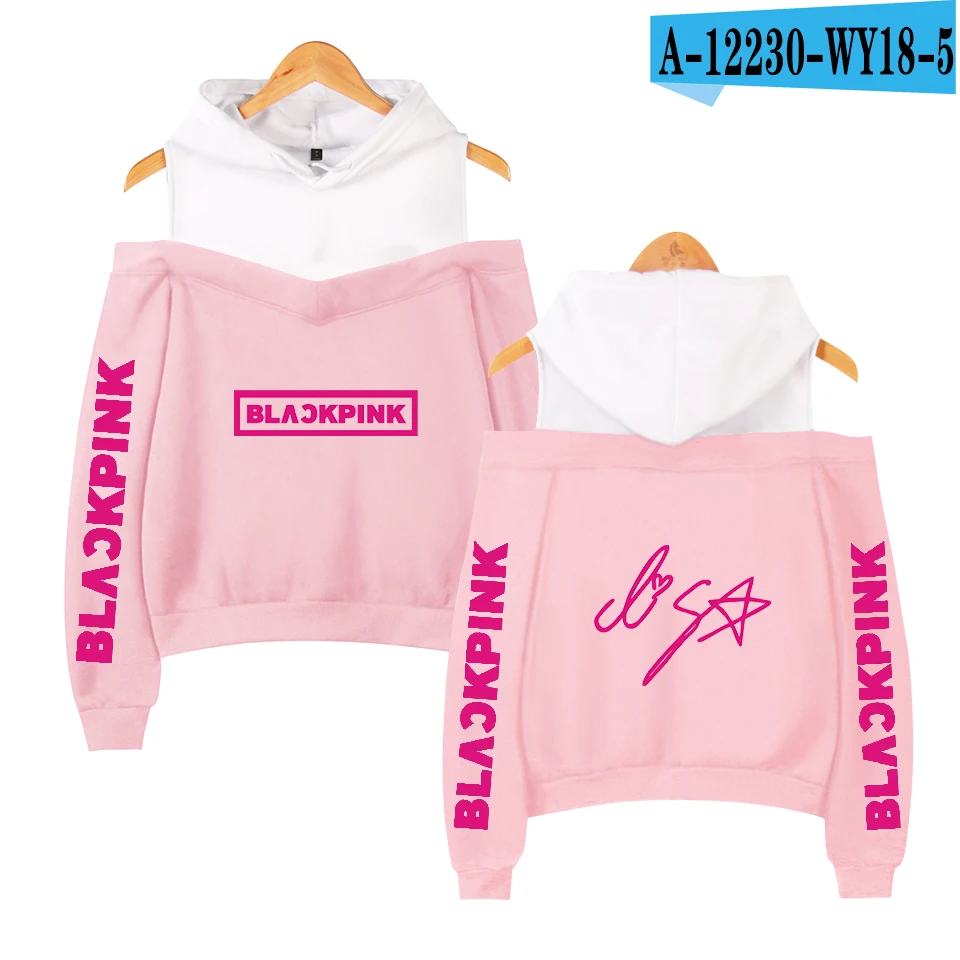 pink Сексуальные модные черные розовые толстовки женские Kpop толстовки с принтом Blackpink женские толстовки без бретелек хип-хоп толстовка - Цвет: pink