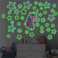 glow in the dark unicorn stars wall stickers baby bedroom fluorescent luminous unicorn sticker decal for kids room ceiling decor