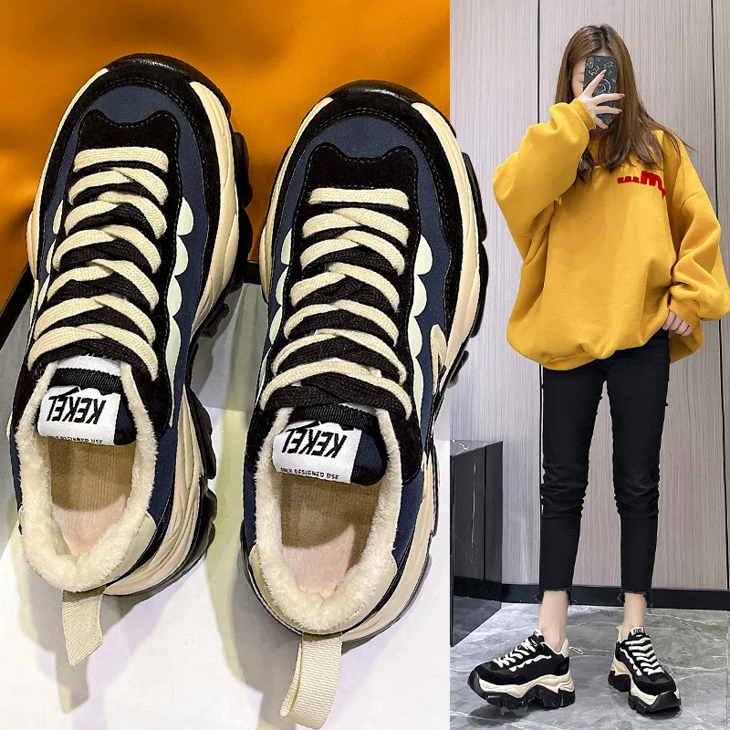 

Туфли женские с высокой талией, повседневные спортивные ботинки на толстой подошве, из хлопка, новинка 2021