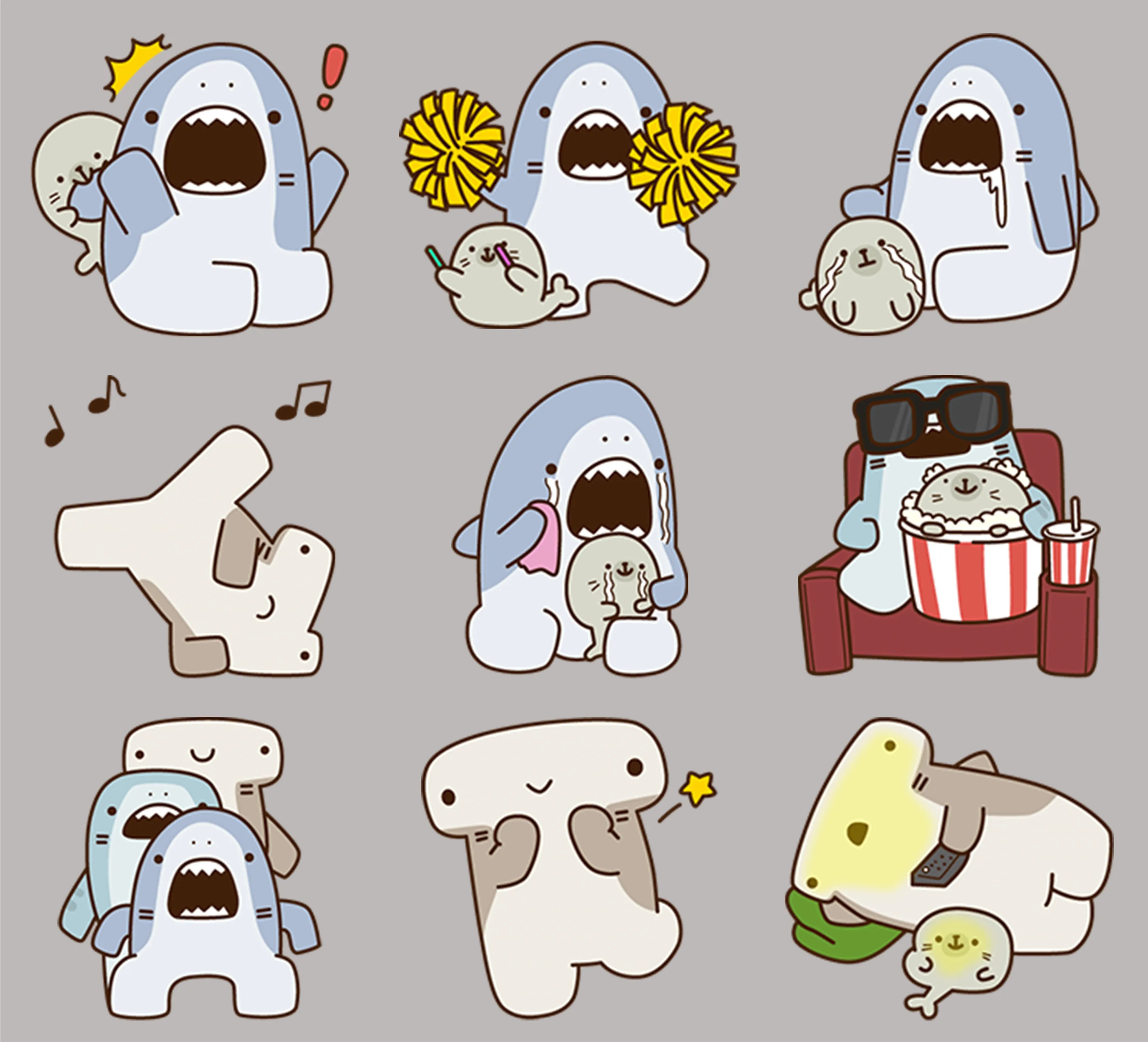 

24 Funny Jaws Scrapbook Stickers for Children, DIY Laptop Suitcase Skateboard Motorcycle Bike Toys