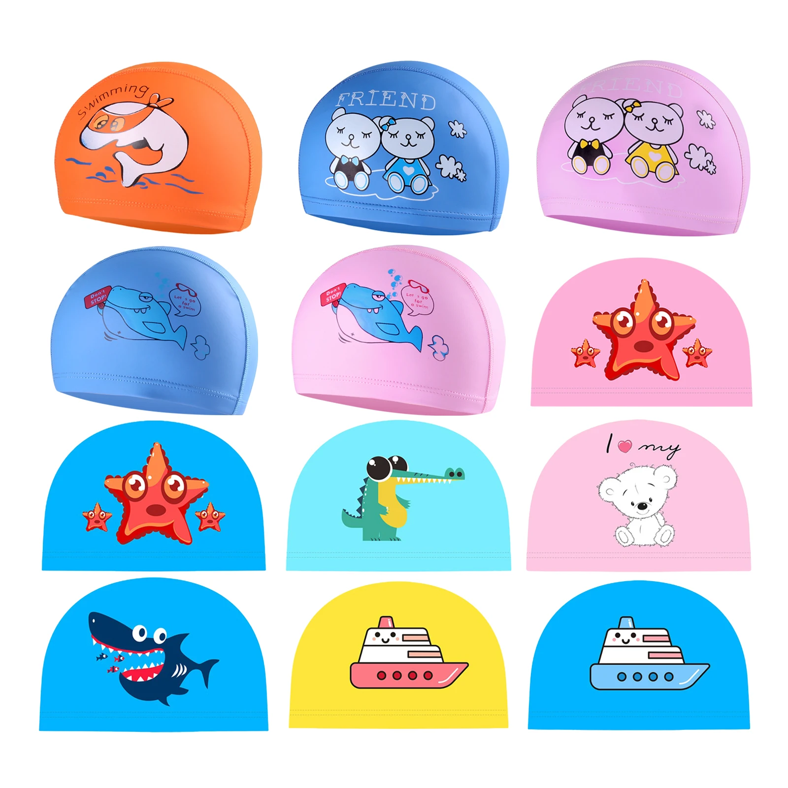 

3D Swim Stretchy Bathing Swimming Hat Teens Boys Beach Cute