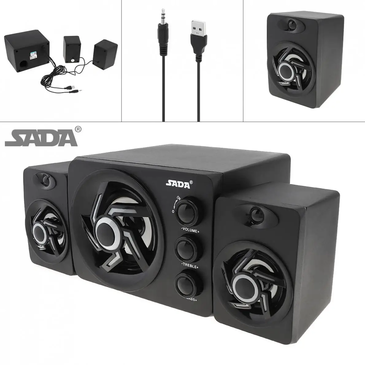 SADA D 211 2 1 Мини Черный 3 Вт ABS сабвуфер ПК динамик портативный музыкальный USB
