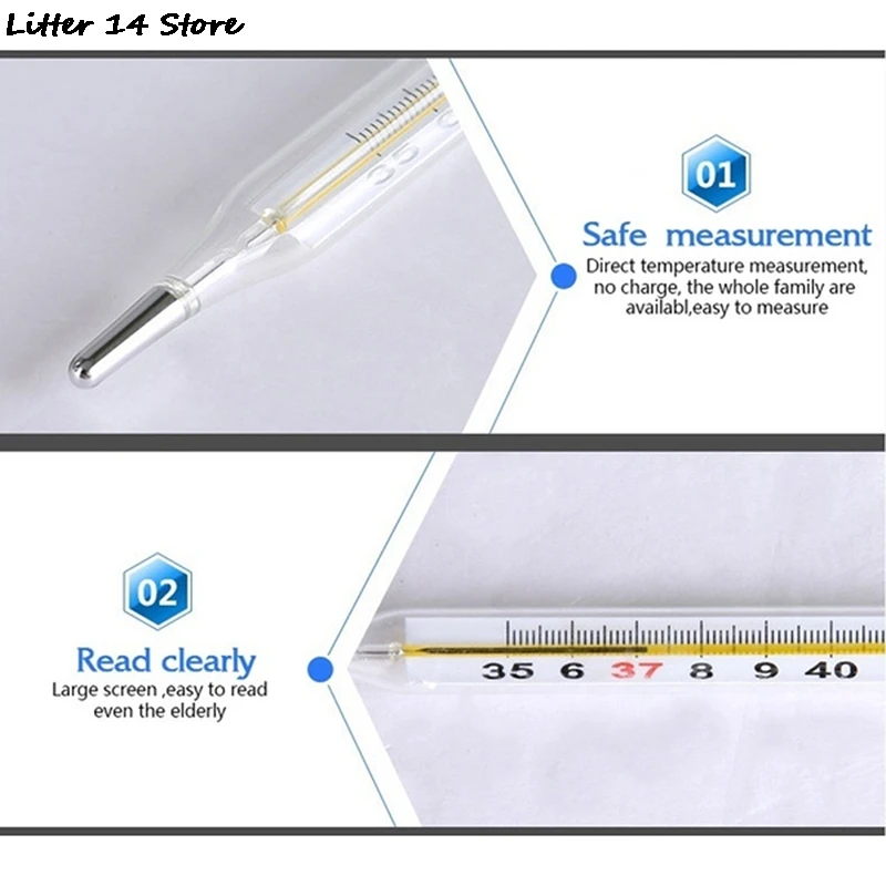 

Mercury Glass Thermometer Large Screen Clinical Medical Temperature Household Health Monitors Health Care Thermometers