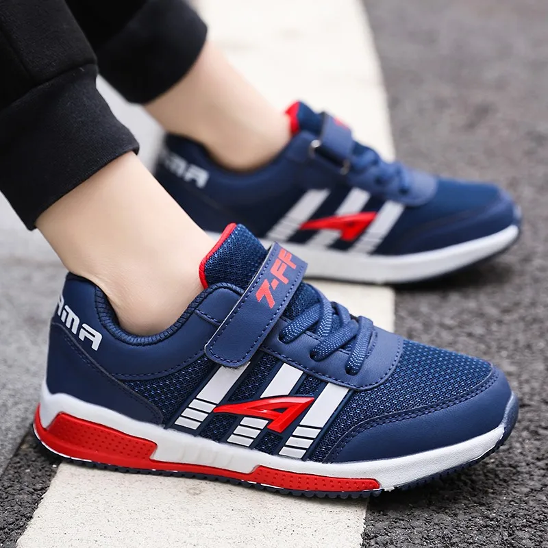

Best Selling Boy Sport Shoes Blue Gray Running Shoes For Kids Anti-Slip Children Sneakers Mesh And Leather Gym Sneakers For Boys