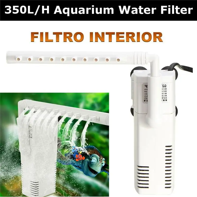 350L 5 Вт погружной фильтрации белый насос аквариум скребок для поверхности фильтр Фильтрующий насос внутренняя циркуляция фильтра