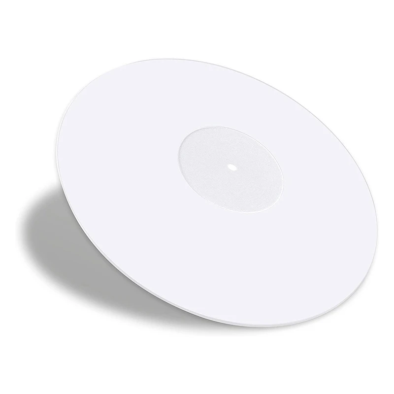 Turntable Acrylic Slipmat for Vinyl LP Record Players - 2.5mm Thick Provides Tighter Bass - 12Inch Platter Mat (White)