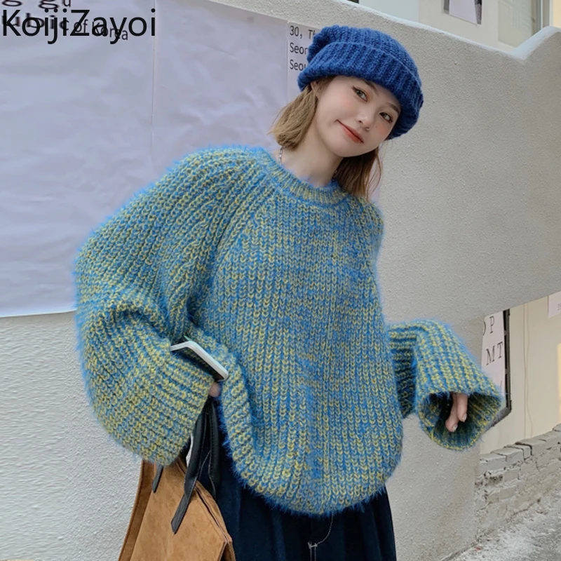 

Koijizayoi Fashion Women Loose Winter Sweater Casual Lady Chic Outwear Pullovers Casual Sweet Jumper Thick Warm Tops Japan Style