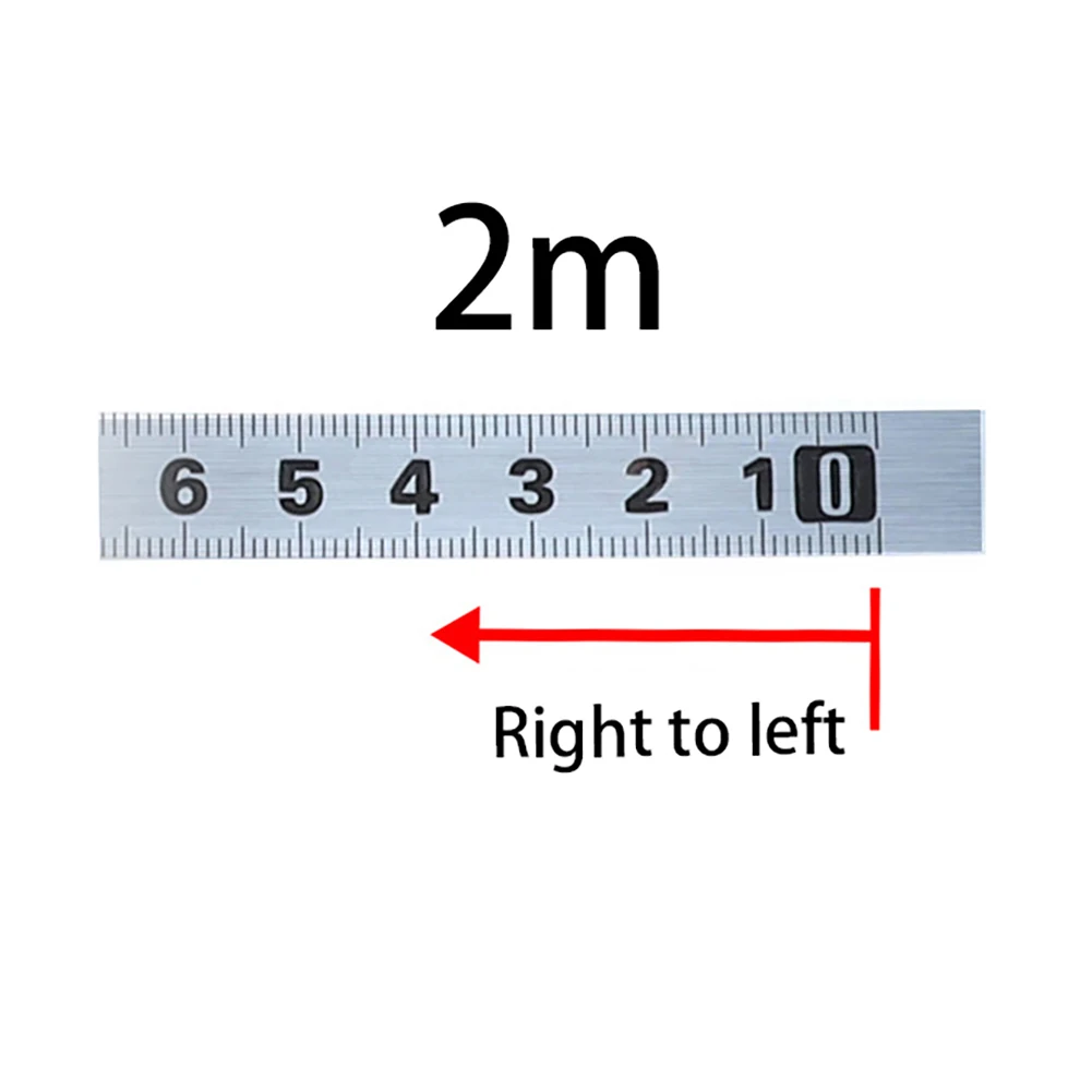 2m Right to Left Клеящаяся шкала текстильная застежка с клеем металлическая липкая линейка вперед обратный Средний самоклеющаяся линейка Бытовые аксессуары для инструментов - Цвет: 2m Right to Left