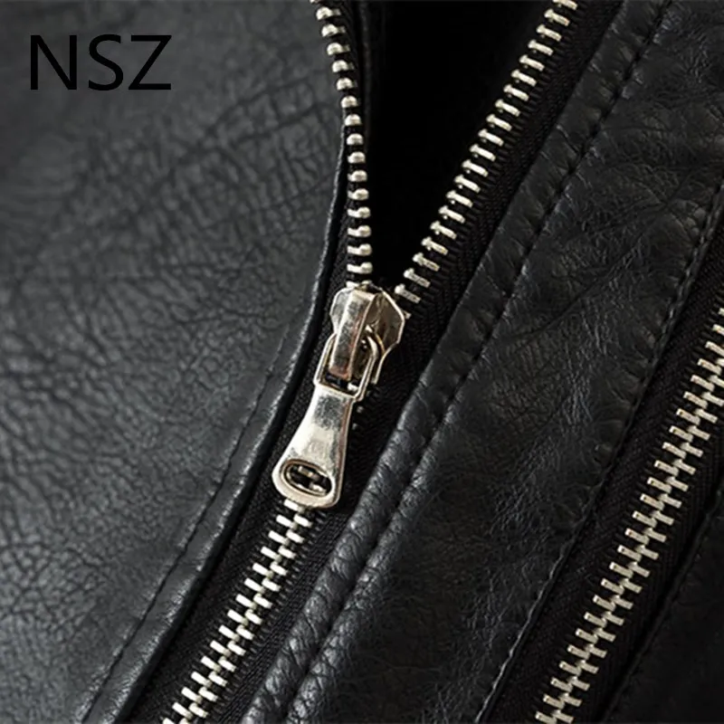 NSZ Женская куртка из искусственной кожи мотоциклетная с длинным рукавом