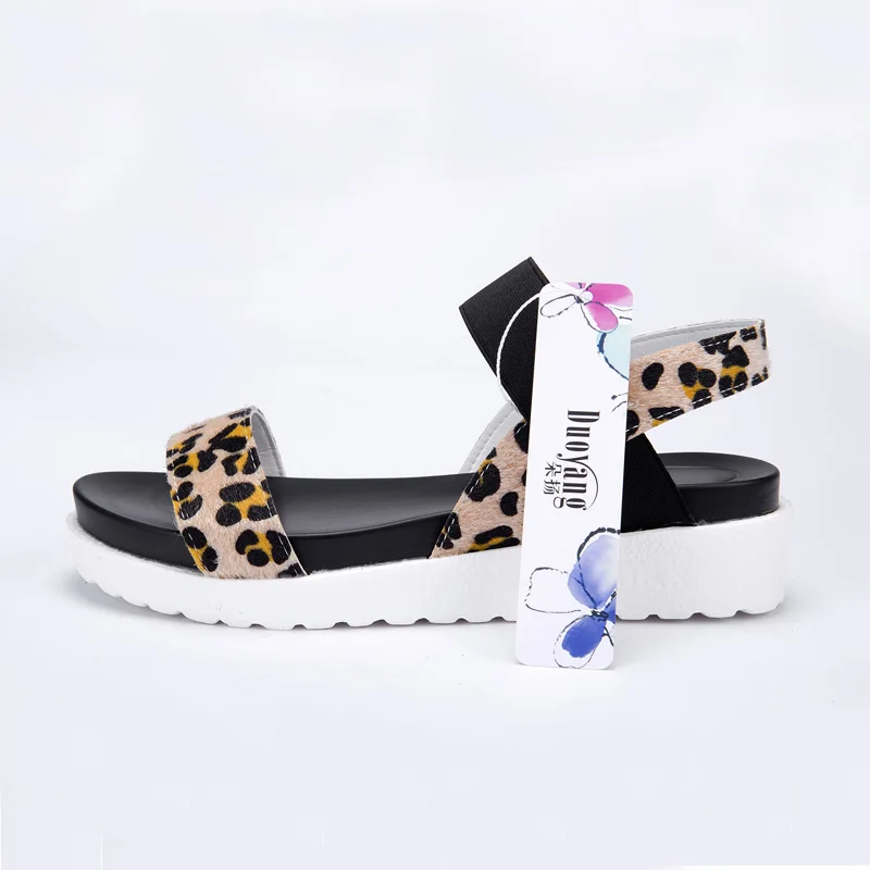 

Platform summer sandals for women shoes leopard print elastic band shoes women sandals plus size wedge shoes