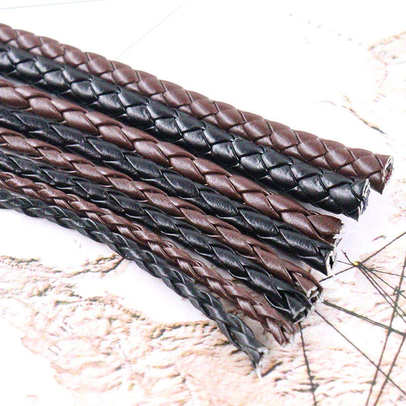 

5 Meter PU Leather Rope 3/4/5/6 mm Black&coffee Round Leather Rope DIY Making Bracelet Necklace Jewelry Accessories