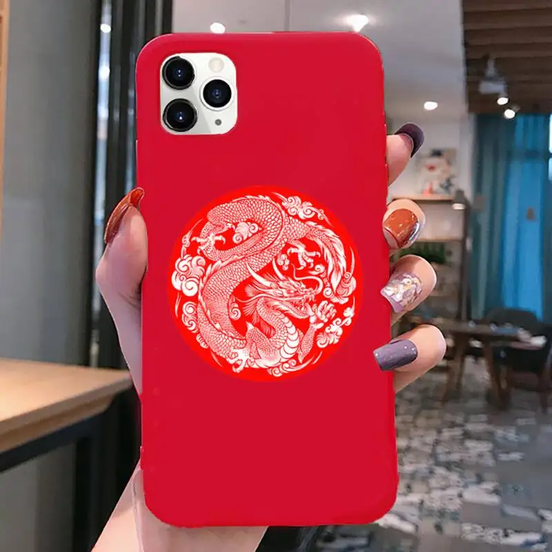 lucky chinese dragon phone case for iphone 12 pro max mini 11 pro xs max 8 7 6 6s plus x 5s se 2020 xr red case free global shipping