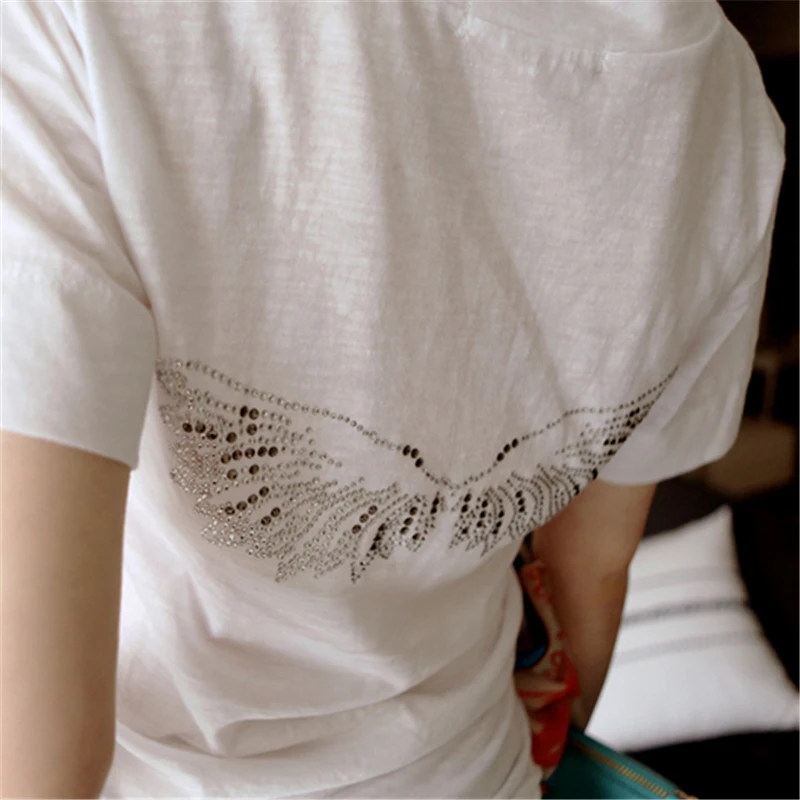 Женская белая футболка с коротким рукавом летняя свободная хлопковая Футболка