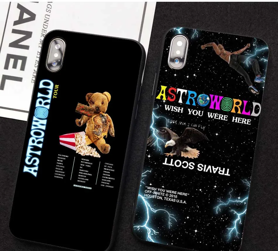 С изображением Трэвиса Скотта ASTROWORLD TOUR TEDDY BEAR WISH YOU WAS HERE Soft TPU чехол для телефона