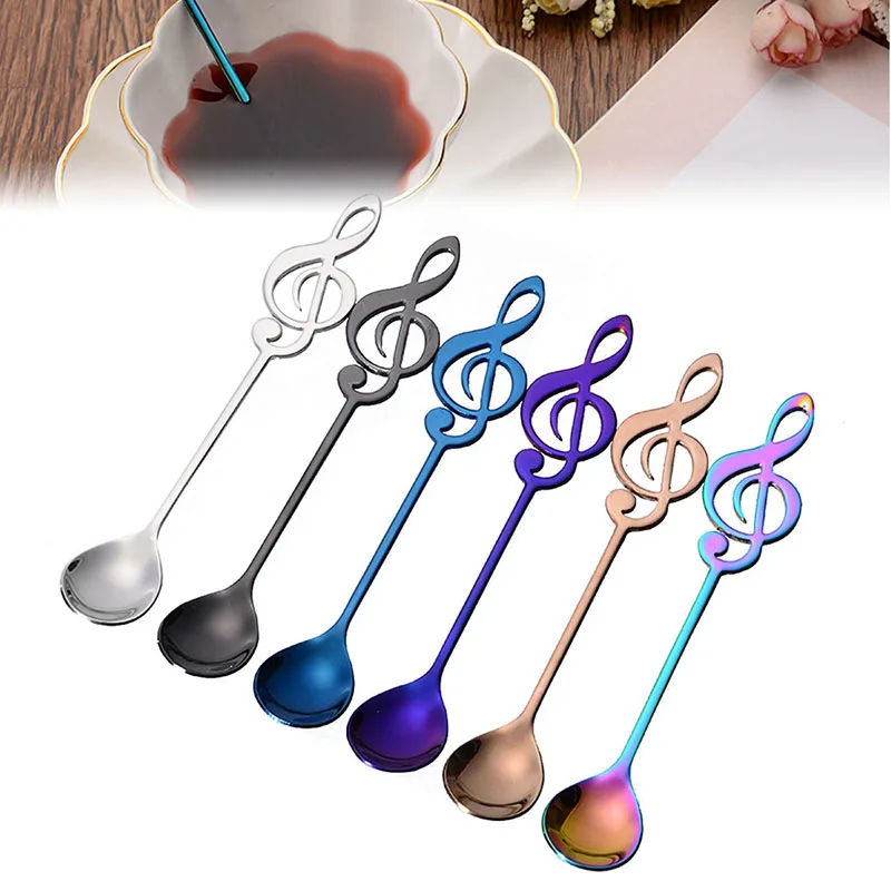 1 шт мульти-Цвет в виде скрипичного ключа Кофе ложка Нержавеющая сталь Ложка