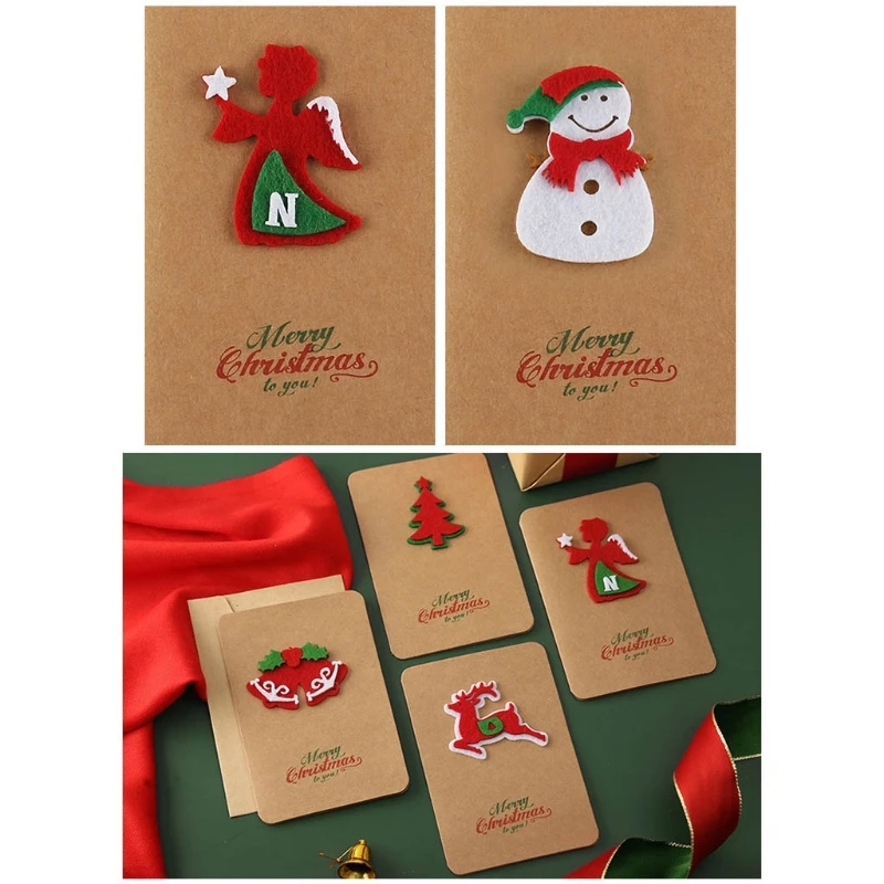 Vintage Merry Christmas Greeting Card Postcards Invitations with Envelope New Year Cards Xmas Winter Happy Holiday Party Gift | Дом и сад