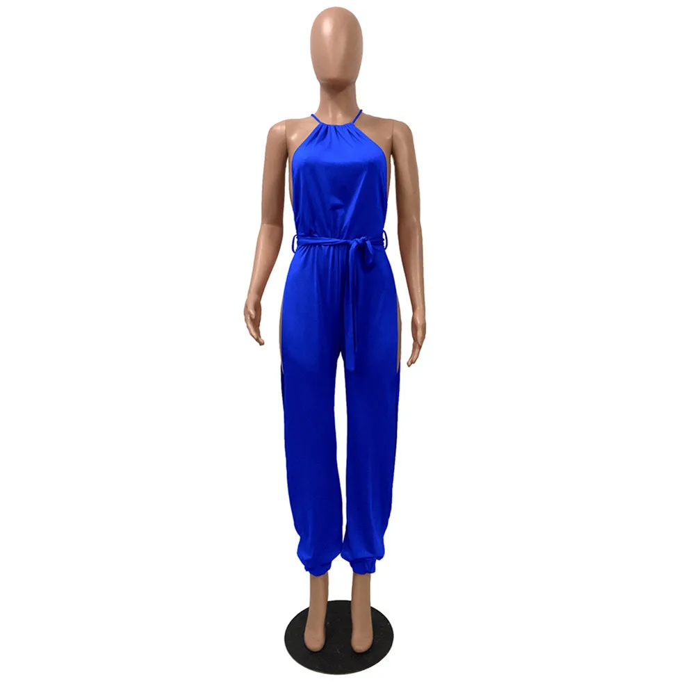 

2021 spring new sexy solid loose Jumpsuit casual o-neck sleeveless women's Vest pants