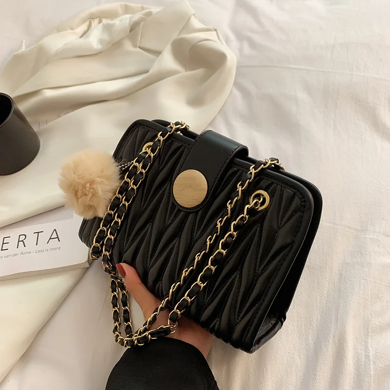 

Autumn Simple One-shoulder Women's Bag 2021 Niche Design One-shoulder Messenger Chain Bag Embroidery Thread Rhombus