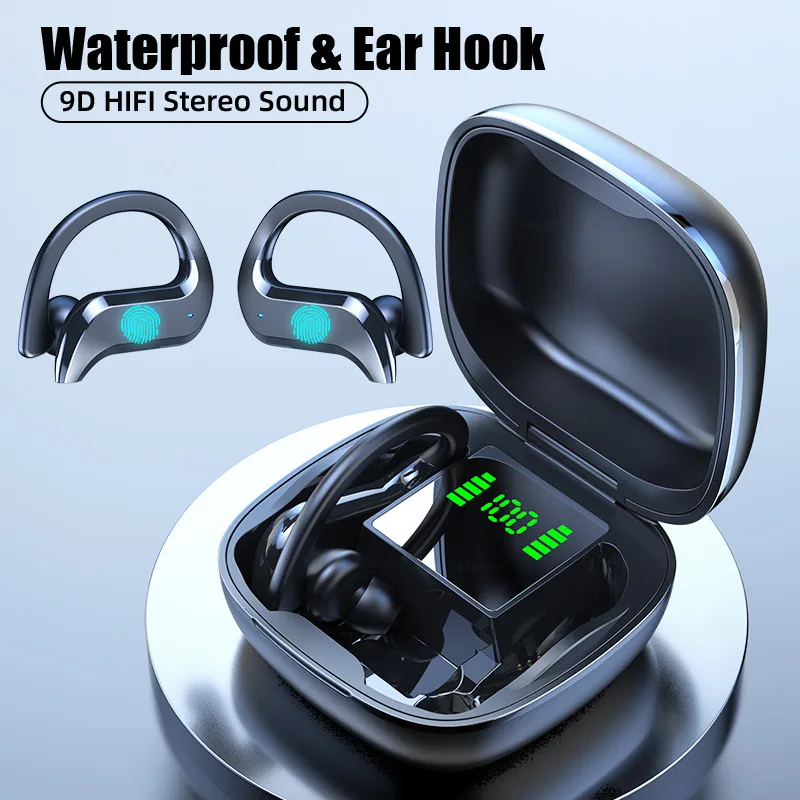 

TWS Bluetooth Earphone Led Display Wireless Sports Waterproof 9D HiFi Stereo Noise Cancelling Handsfree For Christmas Gift