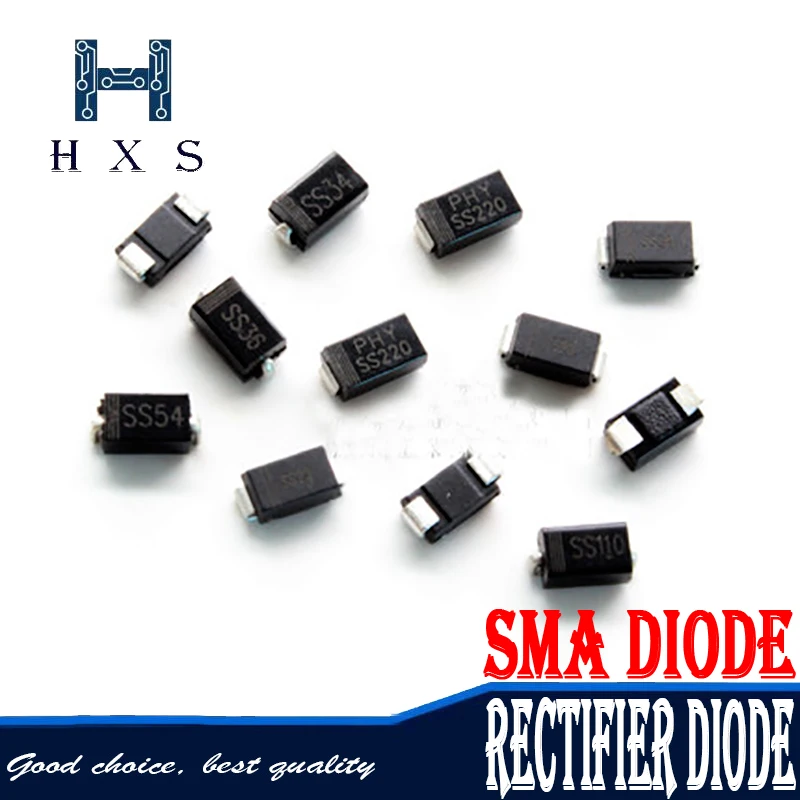 100 шт. SMA выпрямительный диод 1N5819 SS14 1N5822 SS34 SR160 SS16 1N5817 SS12 SR1100 SS110 SR360 SS36 SR240 SS24 SR2100 SS210
