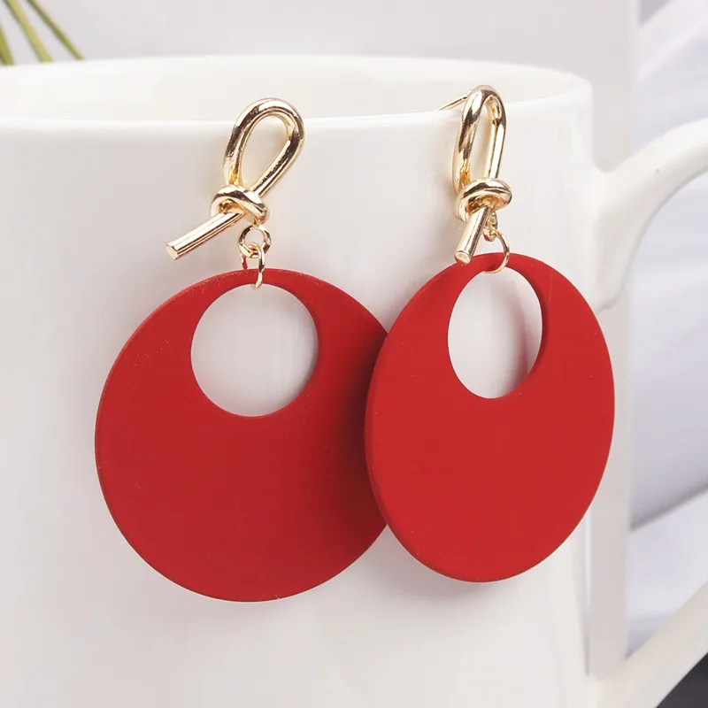 Женские круглые серьги с бантом модные геометрические металлические подвески