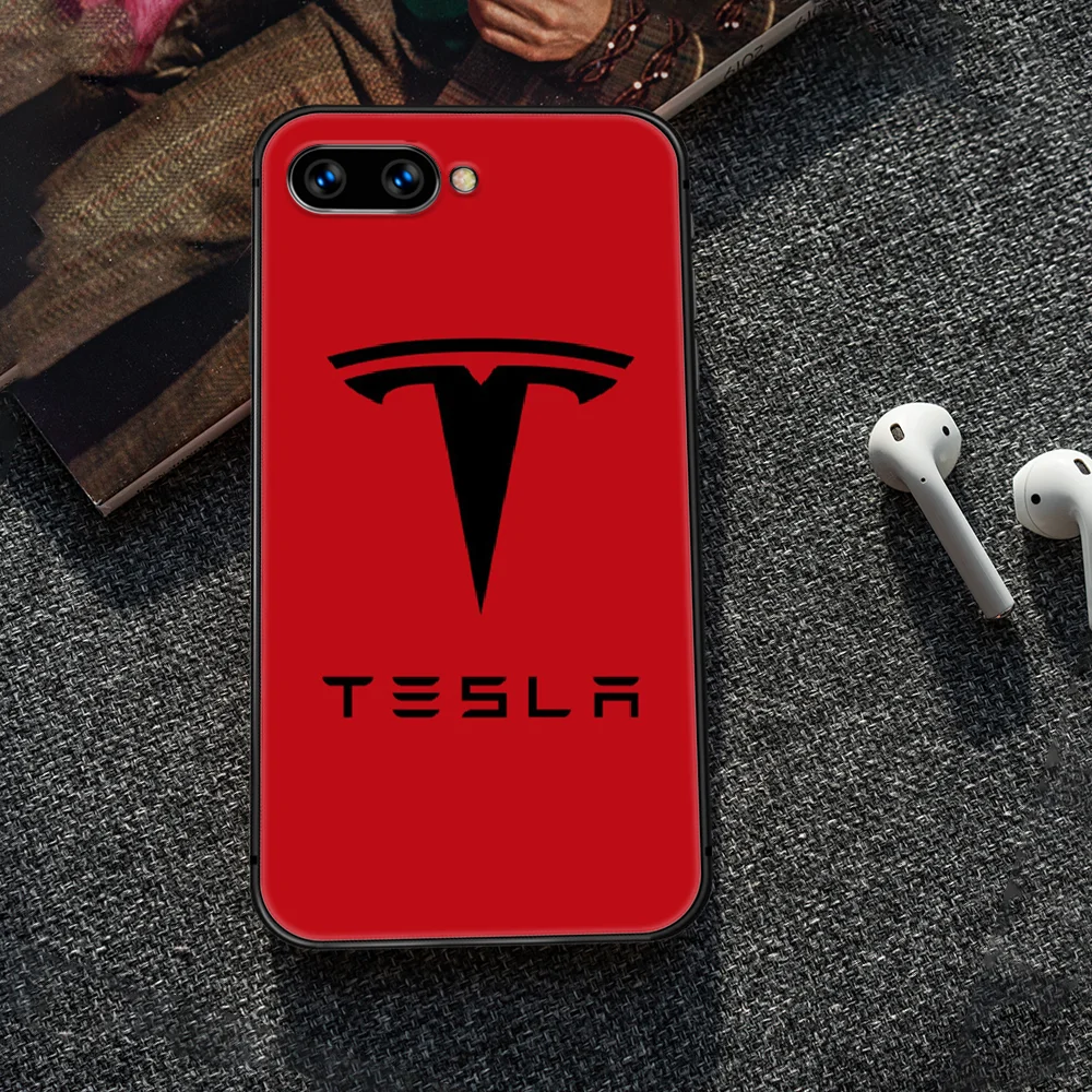 

Tesla car logo Phone Case Cover Hull For HUAWEI honor 8 8c 8a 8x 9 9a 9x V10 MATE 10 20 I lite pro black Funda Fashion Cell