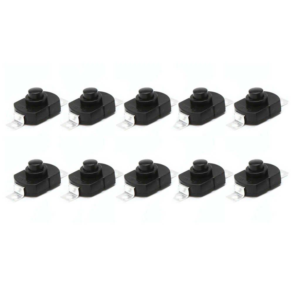 

10PCS DC250V 1.5A Black On Off Mini Push Button Switch for Electric Torch