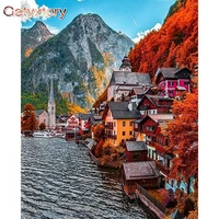 gatyztory diy oil painting by numbers for adults unique gift autumn landscape picture 60%c3%9775cm frame on canvas wall arts