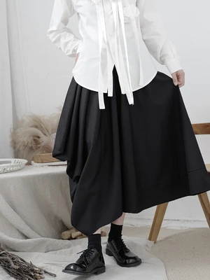 Асимметричная юбка в стиле Ямамото дизайнерская длиной средней длины|Женские