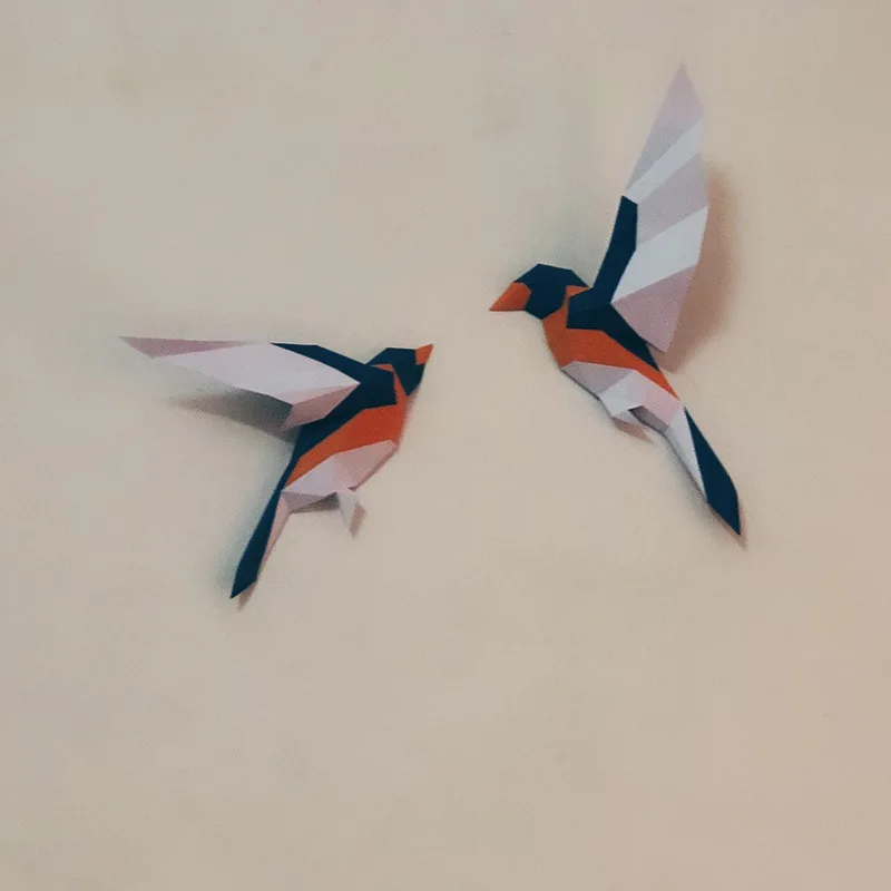 

Love bird geometric paper model library office wall decoration home DIY handmade