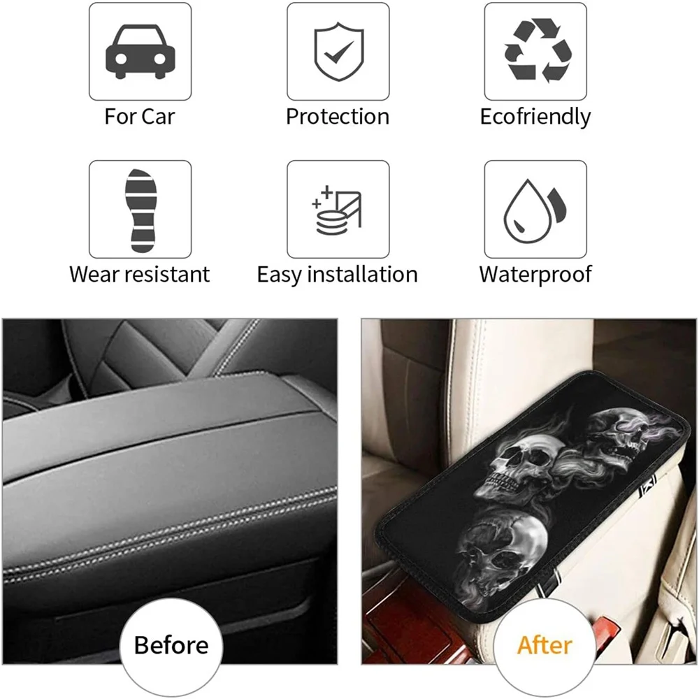 Чехол центральной консоли для автомобиля с изображением злого черепа черного