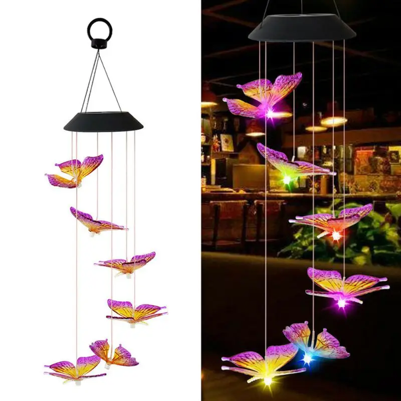 

Solar hummingbird butterfly wind chimes outdoor mobile wind chimes lighting decoration wind chimes Summer Home Decor Accessories