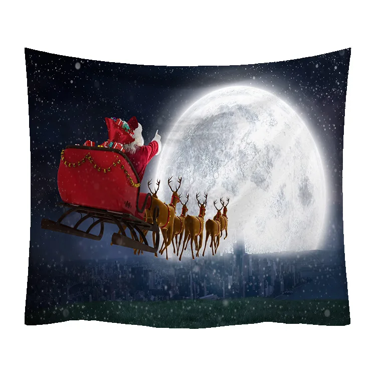 Рождественский гобелен с Санта-Клаусом снеговиком новогодним фоном настенное