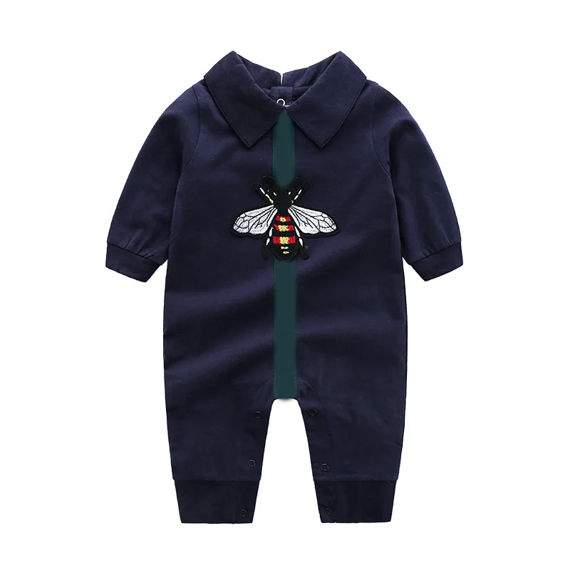 Summer Baby Embroidery Animal Pattern Long Sleeve Jumpsuit Boy Combed Cotton Lnfant Climbing Clothes Newborn Pajama Out |