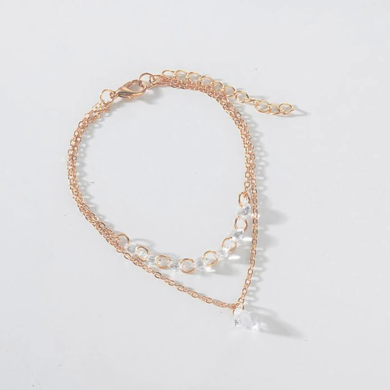 

Exquisite double heart-shaped crystal bracelet girl's engagement and wedding jewelry women fashion bracelet ornaments