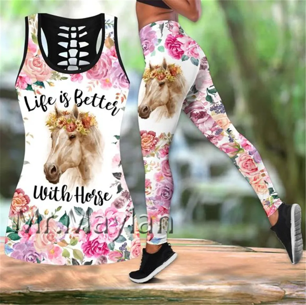 Топ-майка Женский с 3D Цифровым принтом лошади пикантный жилет цветочным рисунком