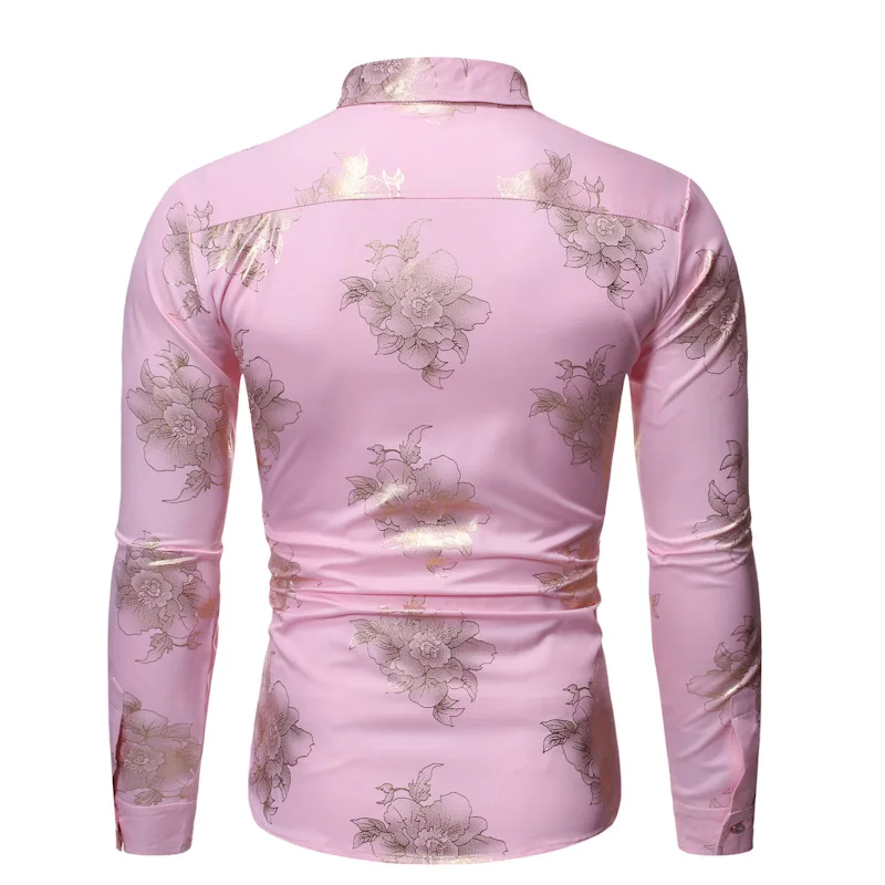 Мужская модная металлическая рубашка с цветочным рисунком | одежда