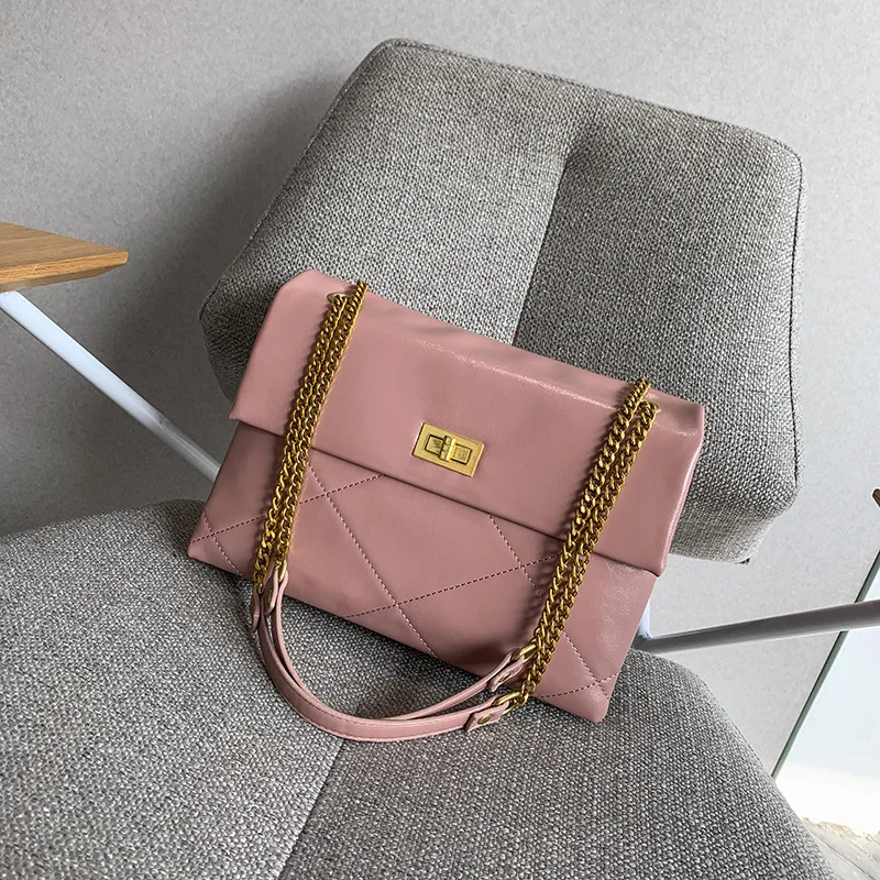 

PU leather 2020 large capacity women's underarm bag lingge bag ladies shoulder chain bag woman messenger portable female bag sty