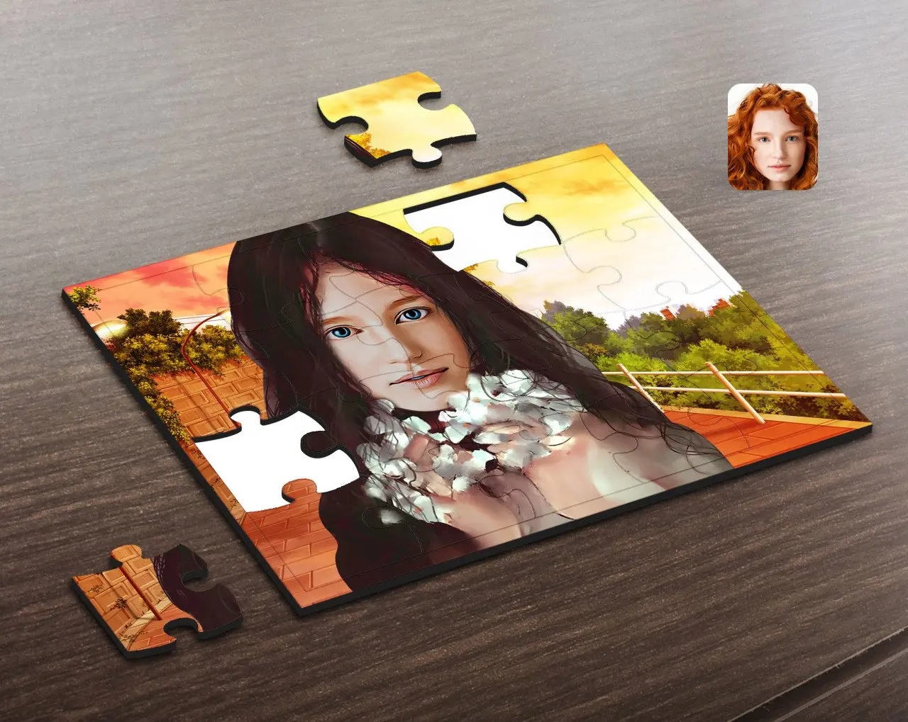 

Personalized Women 'S Abstract Watercolor Caricature Of Wooden Puzzle-3
