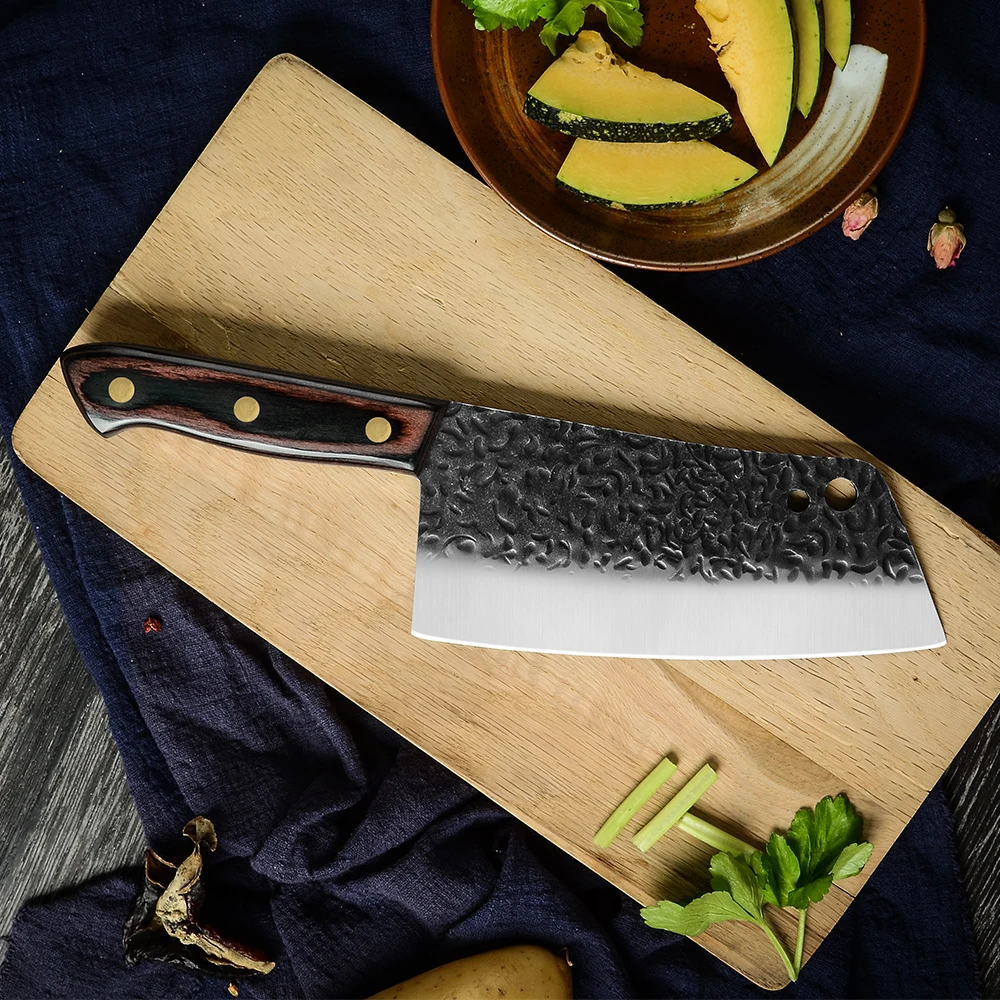 

4pcs Cleaver Chopping Knife Set Forged Stainless Steel Butcher Knife 7'' inch Non-slip Blade Full Tang Handle Knife Chef Cooking