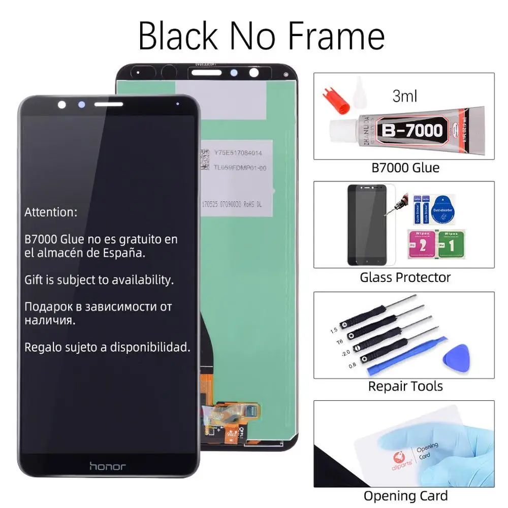 Black No Frame Дисплей для huawei Honor 7x Дисплей Сенсорный экран, с корпусом, запасные части для Honor 7x ЖК-дисплей Дисплей BND-L21 BND-L22 BND-L2 - Цвет: Black No Frame