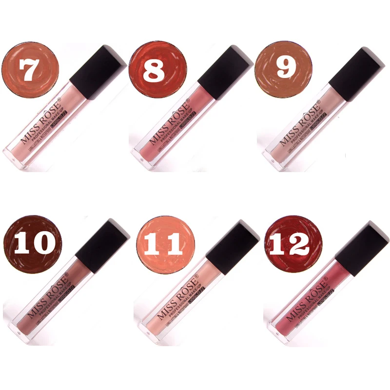 MISS ROSE 12 цветной блеск для губ квадратная трубка тупой черный чехол