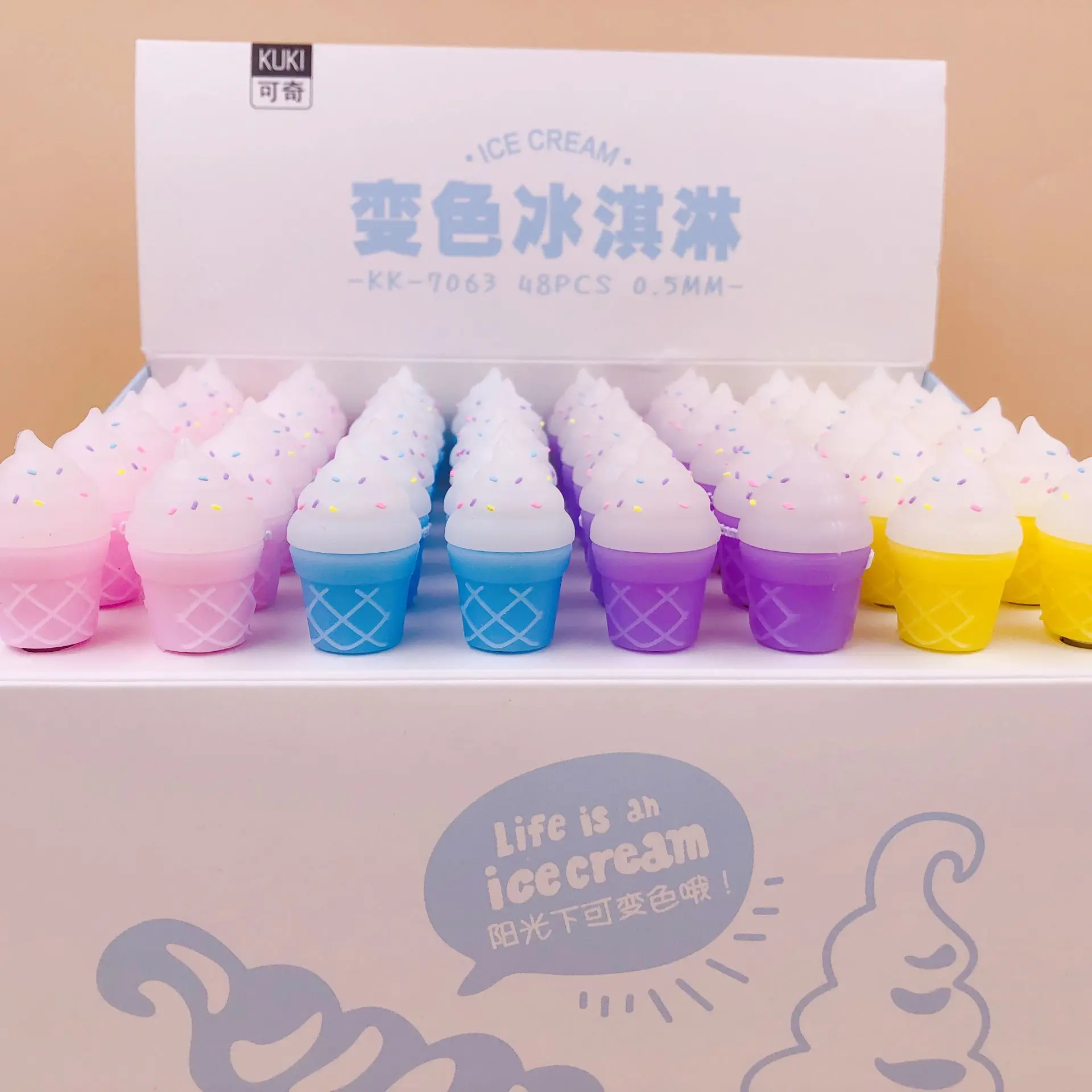 48 шт. Kawaii Цвет изменение Мороженое гелевые ручки черных гелевых ручек молочного