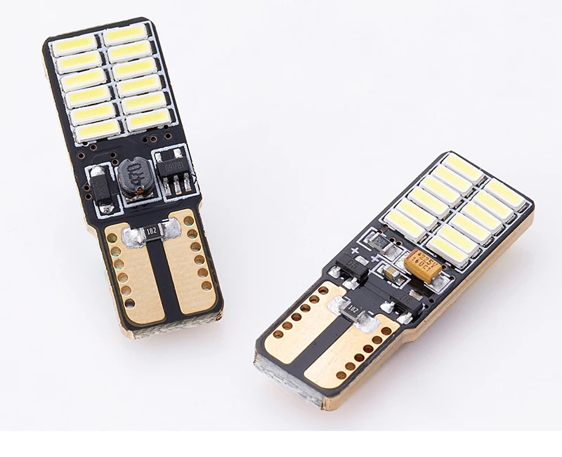 Светодиодная лампа T10 W5W Canbus 12 В 24SMD 8 Вт 7 цветов для автомобильного интерьера
