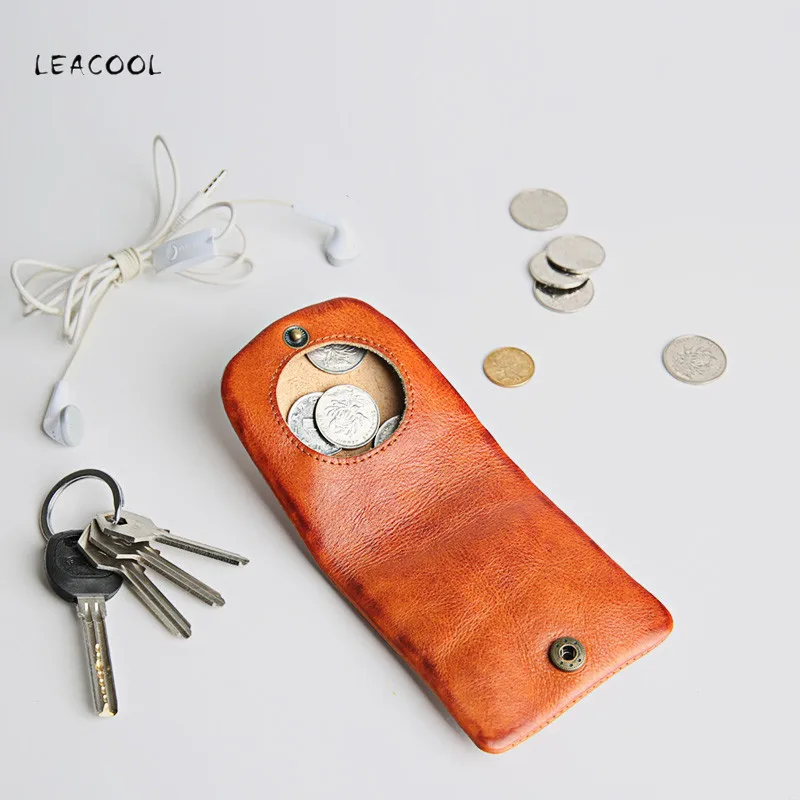 Кошелек для монет из натуральной кожи мужская сумка мелочи портативный